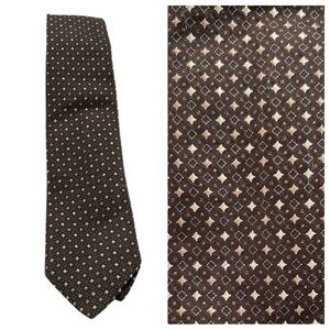 Prada Jacquard Silk Patterned Diamond Tie Brown Tan